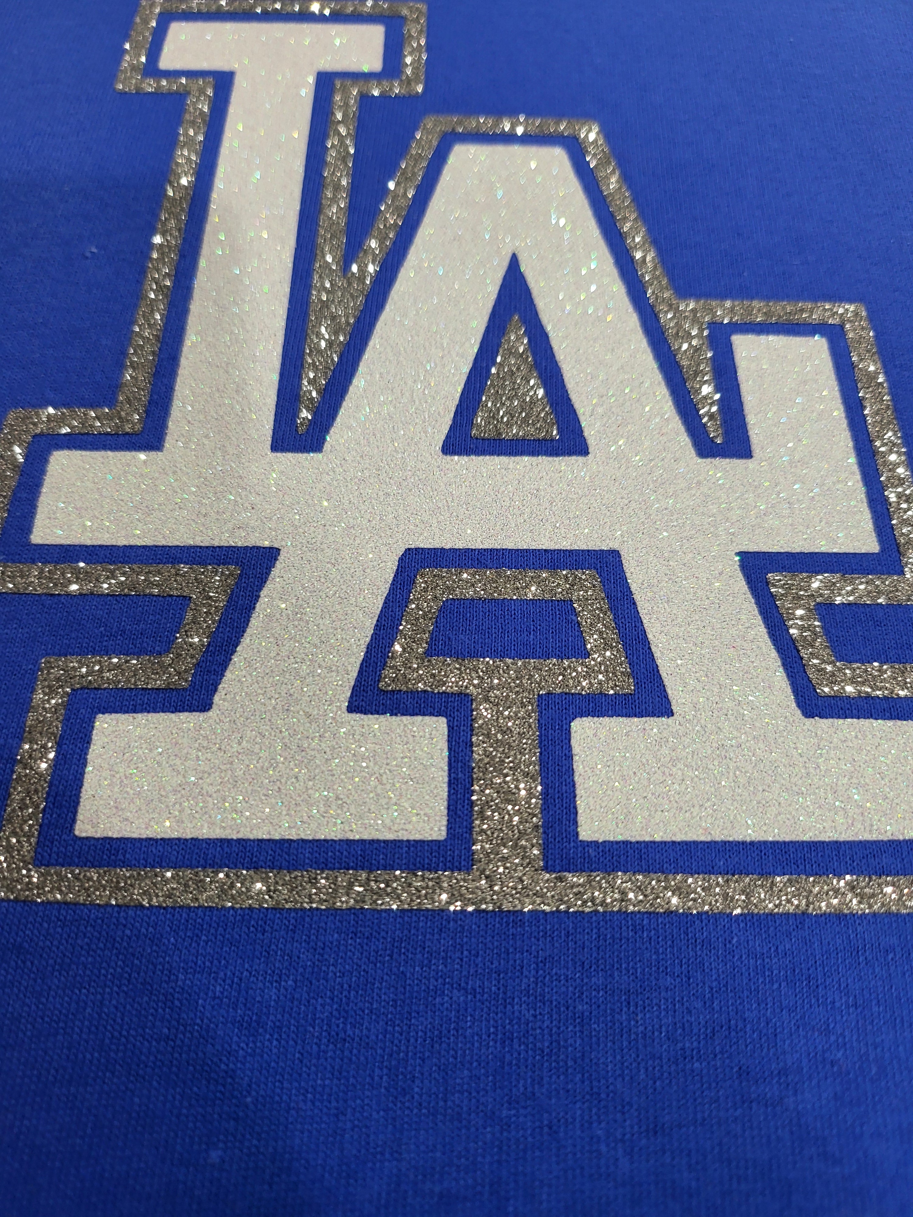 Los Angeles Dodgers Glitter LA T-Shirt – Blue Sparkle Baseball Fan Tee - BLUE SHIRT