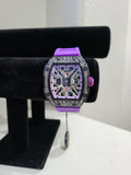 AJ Brand Purple Iced-Out Watch – Luxury Silicone Strap Fashion Timepiece
