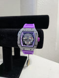 AJ Brand Skull Iced-Out Watch – Purple Silicone Luxury Fashion Watch