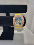 AJ Brand Panda Iced-Out Watch – Yellow Silicone Luxury Fashion Watch