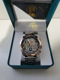 BIBI Luxury Skeleton Watch – Rose Gold & Black Stainless Steel Timepiece