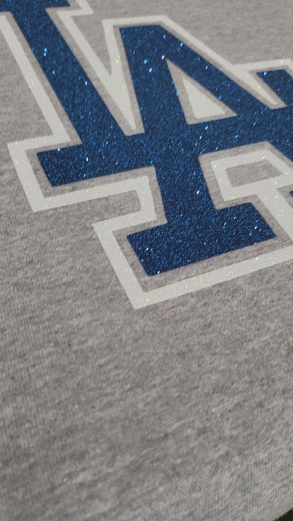 Los Angeles Dodgers Glitter LA T-Shirt – Blue Sparkle Baseball Fan Tee