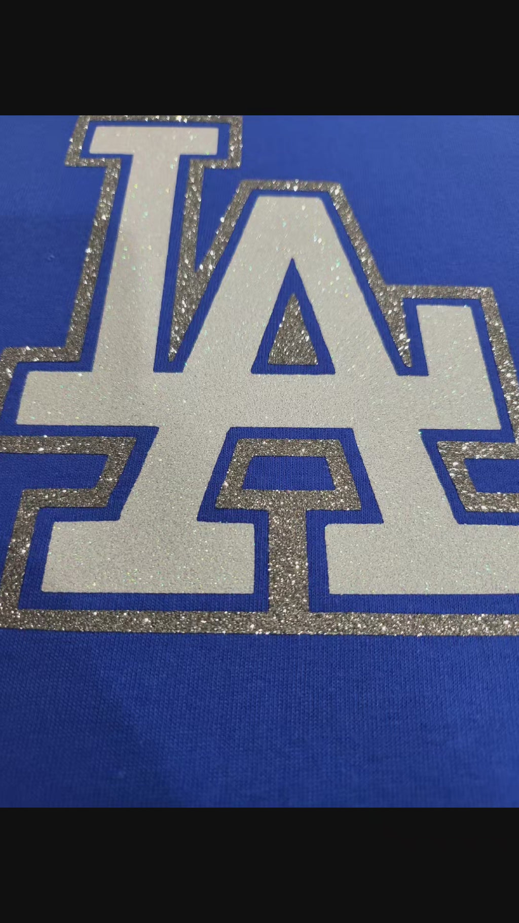 Los Angeles Dodgers Glitter LA T-Shirt – Blue Sparkle Baseball Fan Tee - BLUE SHIRT
