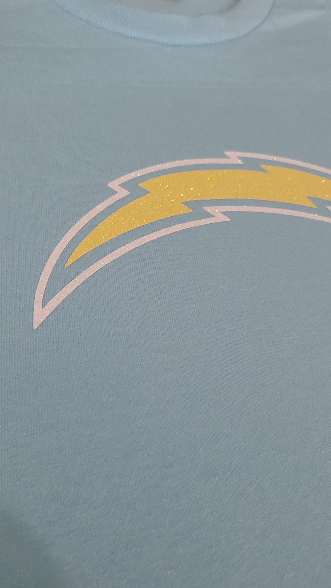 Los Angeles Chargers Glitter Bolt T-Shirt – Powder Blue Sparkle Fan Tee