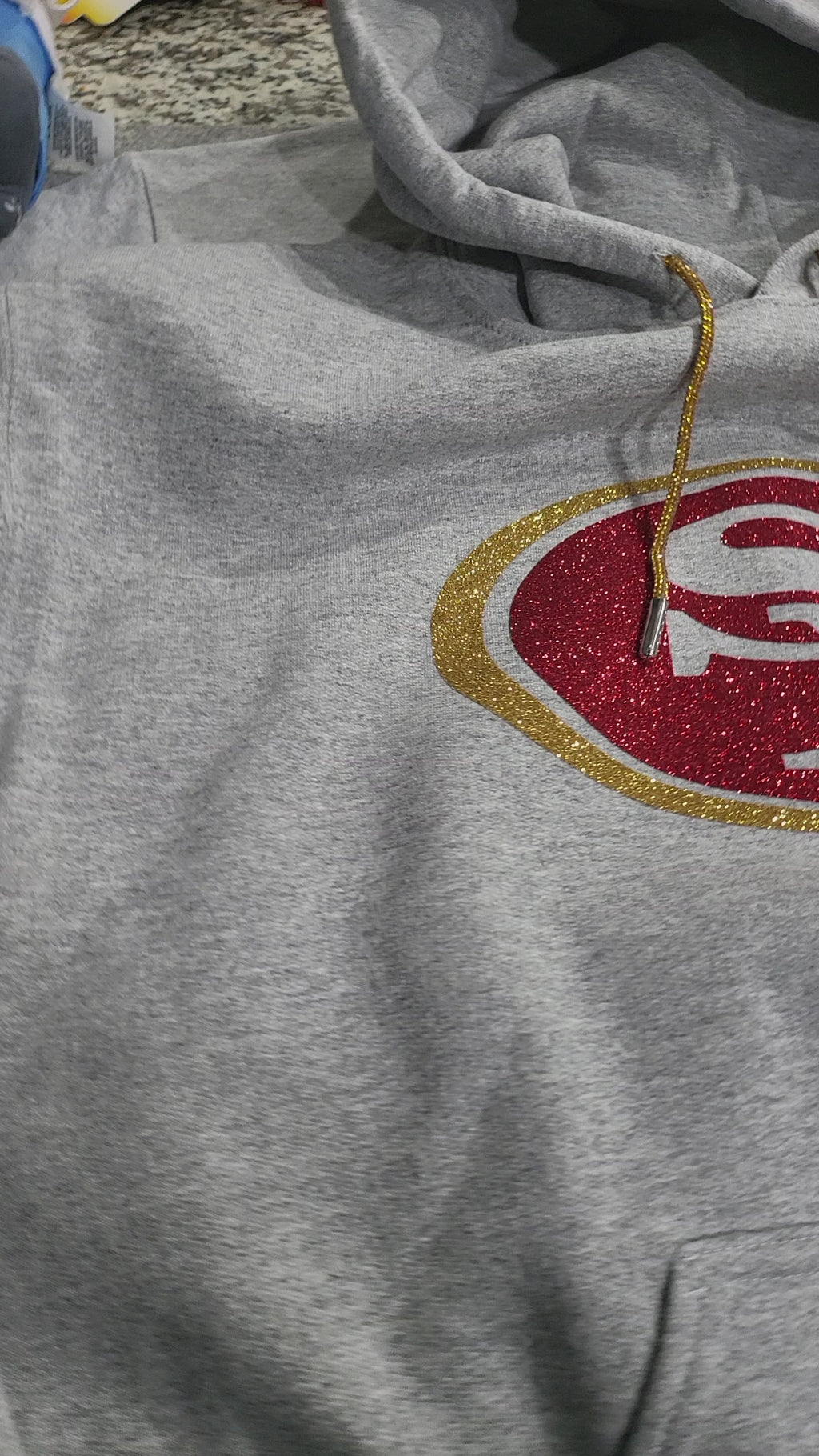 San Francisco 49ers Glitter Hoodie – Red & Gold Sparkle SF Pullover